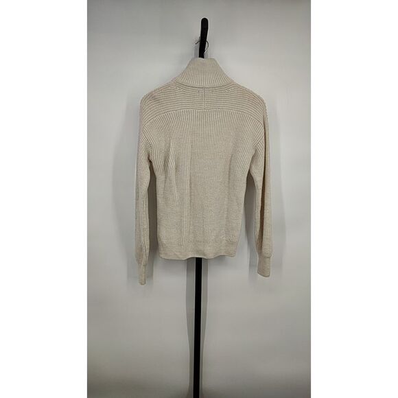 Quince Women Australian Merino Wool Half Zip Sweater Bone Sleeved Top S - Picture 3 of 3
